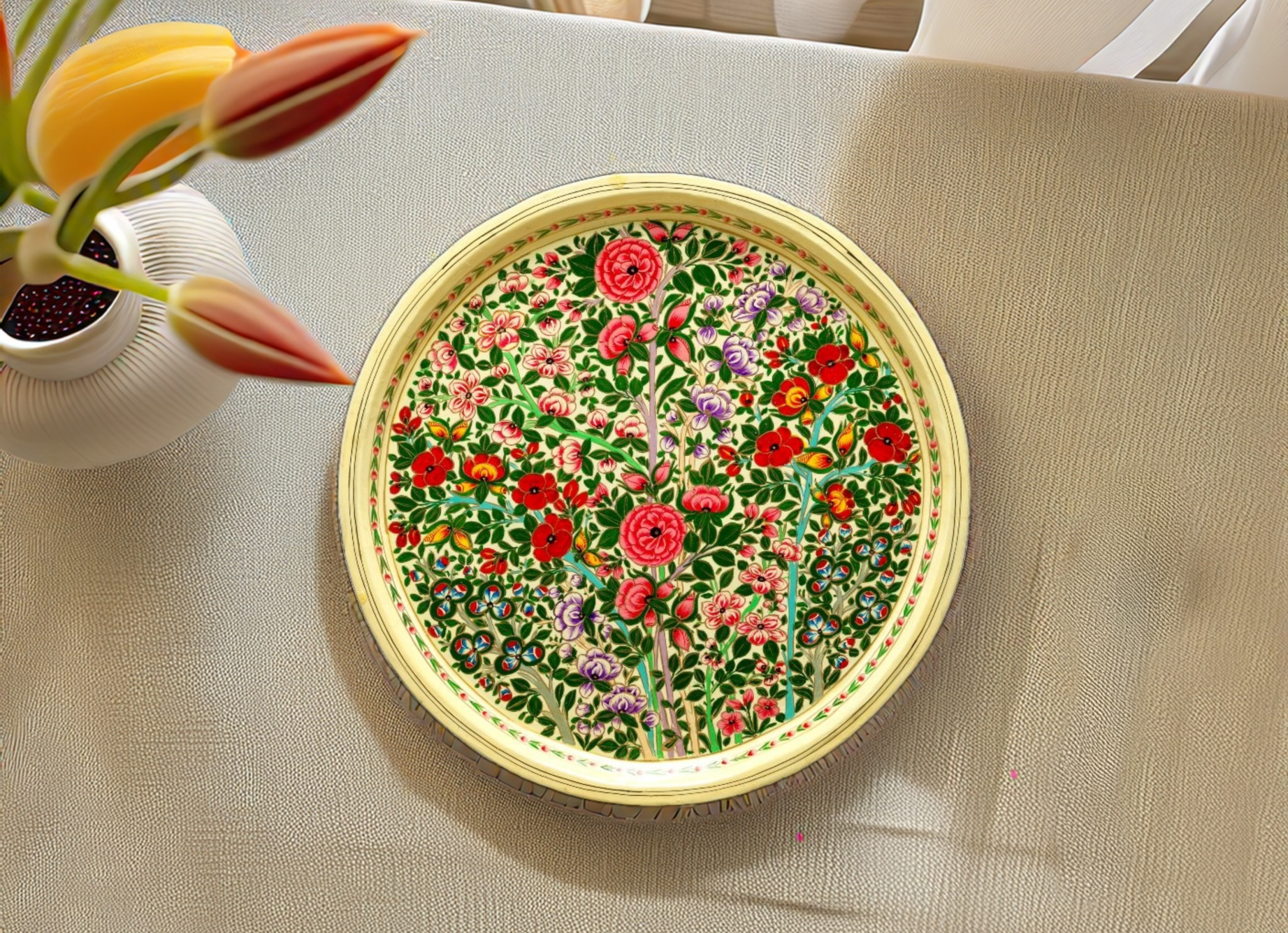 Hand-Painted Circular Tray 10"