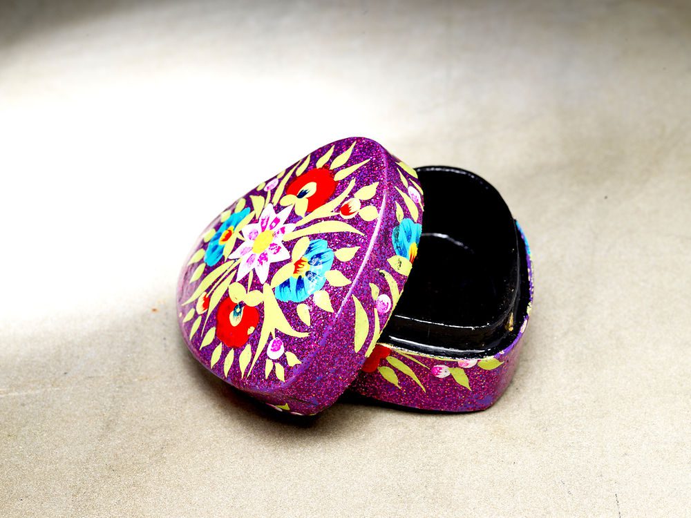 Handmade Glitter Heart Trinket Box - 3"