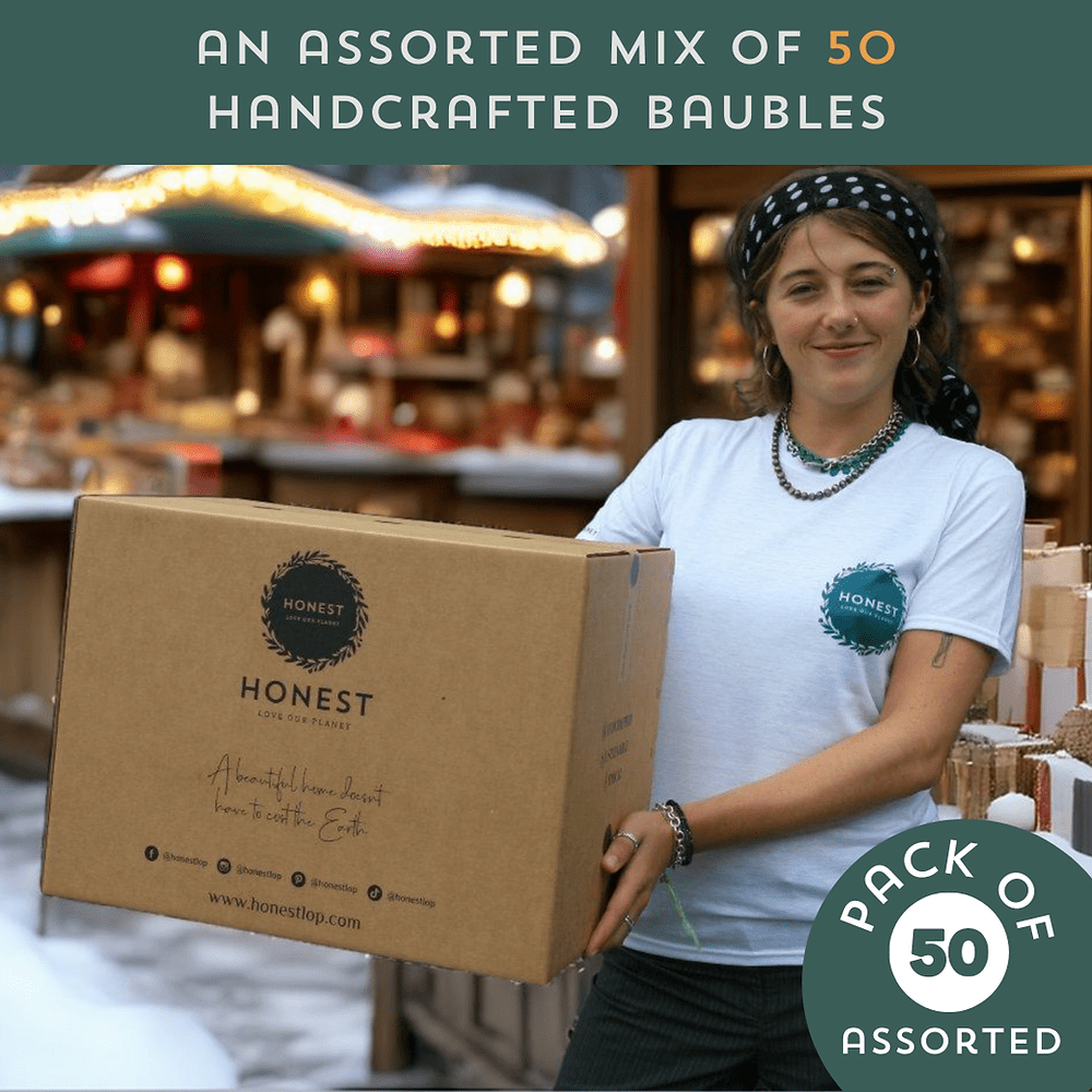 Assorted Box of 50 Handmade Luxury Christmas Baubles